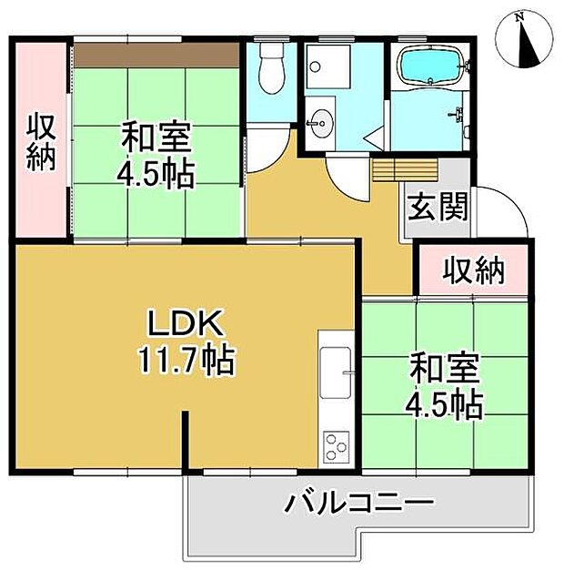 新金岡団地第二住宅　3−13号棟(2LDK) 3階の間取り
