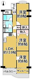 エバーグリーン金岡2棟 3LDKの間取図画像