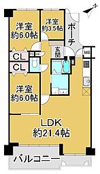 メゾンドール堺 3LDKの間取図画像