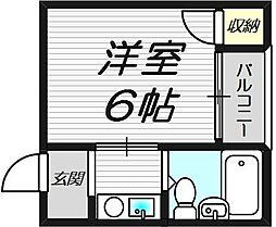 ＵSハウス 2階1Kの間取り