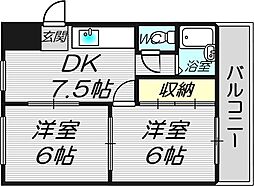 ベストレジデンス尼崎2 4階2LDKの間取り