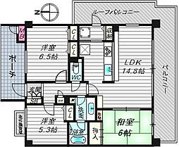 グランドメゾン中津 9階3LDKの間取り
