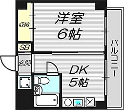 ミーネ壱番館 1DKの間取図画像