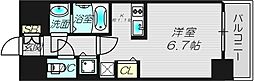 プレサンスタワーナンバウエスト ワンルームの間取図画像