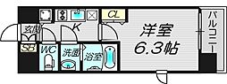 プレサンス梅田北ザ・ライブ 1Kの間取図画像