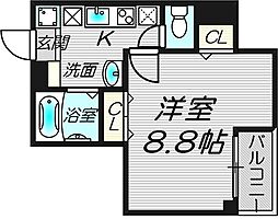 ルミエール深江 1Kの間取図画像