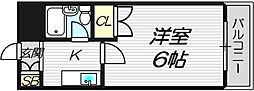 ベストレジデンス瓢箪山1・2 1Kの間取図画像