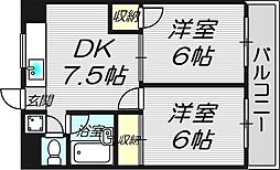 ベストレジデンス尼崎2 2DKの間取図画像