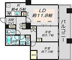 ザ・梅田タワー 2LDKの間取図画像