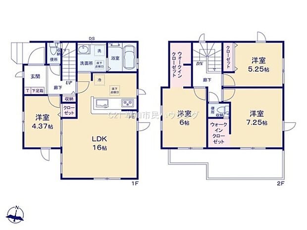 各部屋がバランスよく配置された暮らしやすさ重視の便利な間取りです。全居室に収納が確保されており、お家全体がいつでもスッキリ片付きます!