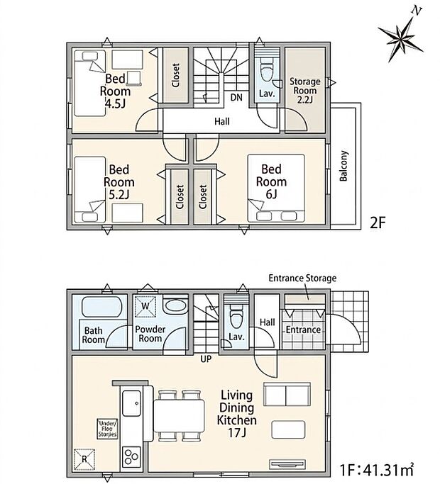 各部屋がバランスよく配置された暮らしやすさ重視の便利な間取りです。全居室に収納が確保されており、お家全体がいつでもスッキリ片付きます!