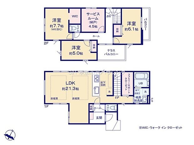 ご家族が自然と集まる21帖超えのLDKを採用。ライフスタイルに合わせて4SLDKとしても利用可能で、ご家族構成の変化にも柔軟に対応できるお住まいです。
