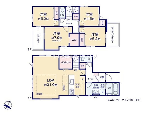 ご家族が自然と集まる21帖のLDKを採用。ライフスタイルに合わせて5LDKとしても利用可能で、ご家族構成の変化にも柔軟に対応できるお住まいです。