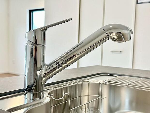 浄水器付き水栓を採用したキッチンは、毎日のお料理や飲み水にも安心して利用可能。家事を快適にサポートする便利な設備です。