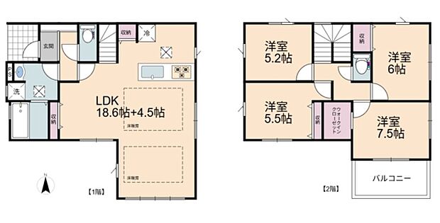 ご家族が自然と集まる23帖超えのLDKを採用。ライフスタイルに合わせて5LDKとしても利用可能で、ご家族構成の変化にも柔軟に対応できるお住まいです。