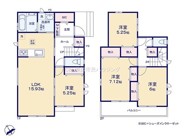 39坪超のゆとりある敷地に、来客時も安心の並列駐車2台可。全居室収納を備えた暮らしやすさ重視のお住まいです。