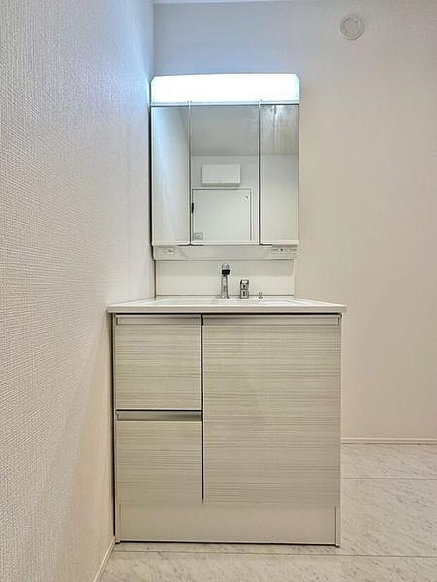 清潔感と便利さを両立。タオルや日用品をすっきり収納できる収納で、洗面空間を美しく快適に。