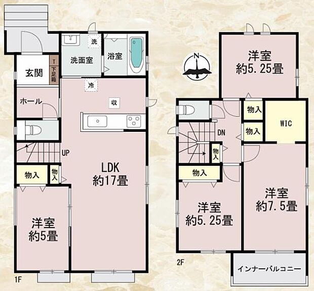4LDKで余裕のある間取りです。全居室に収納があるので荷物の多いファミリーもスッキリ片付きます♪