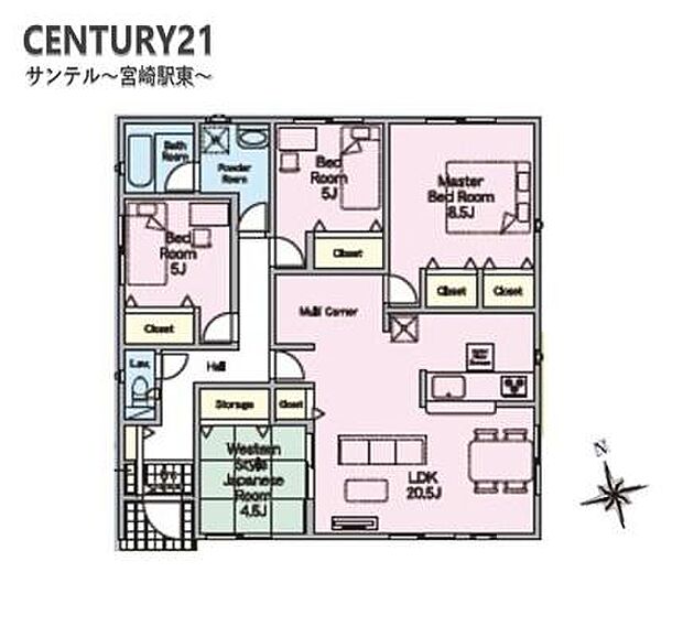 パントリーとウォークインクローゼットがあり収納力がある間取りです。