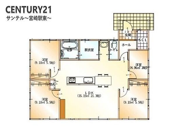 3LDK(LDK17帖・洋6・洋5.5・洋5.5)