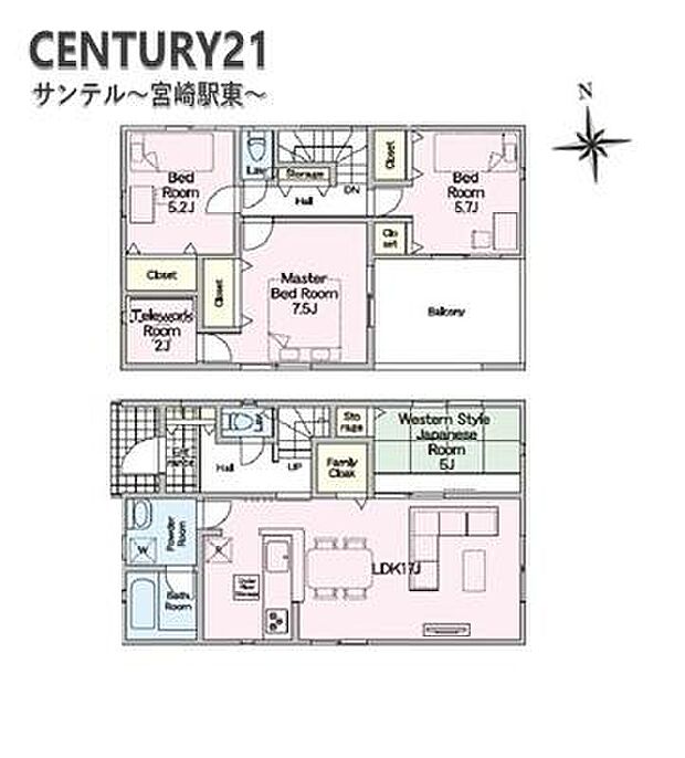 4LDKの間取り。パントリー!豊富な収納スペースを完備。衣類もすっきり収納でき、家族全員が快適に過ごせる空間です!