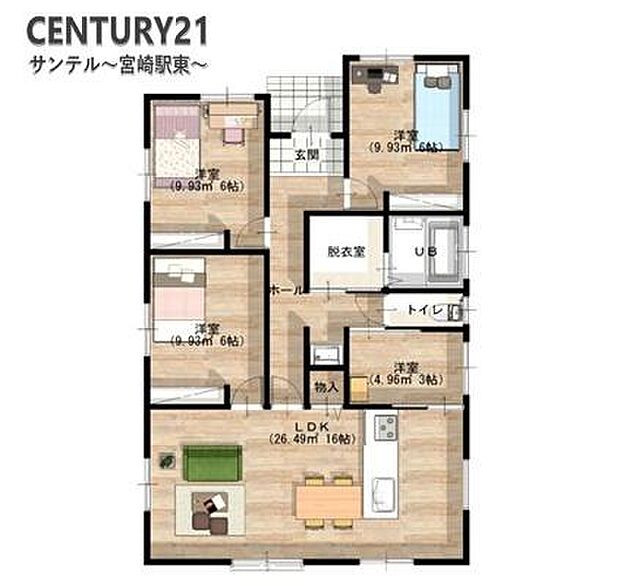 4LDKで余裕のある間取りです。大容量の収納で荷物の多いファミリーもスッキリ片付きます♪