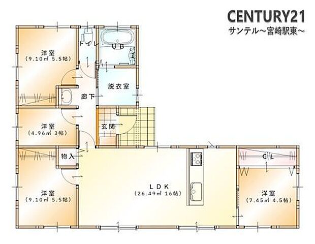 4LDK間取り。豊富な収納スペースを完備。衣類もすっきり収納でき、家族全員が快適に過ごせる空間です!