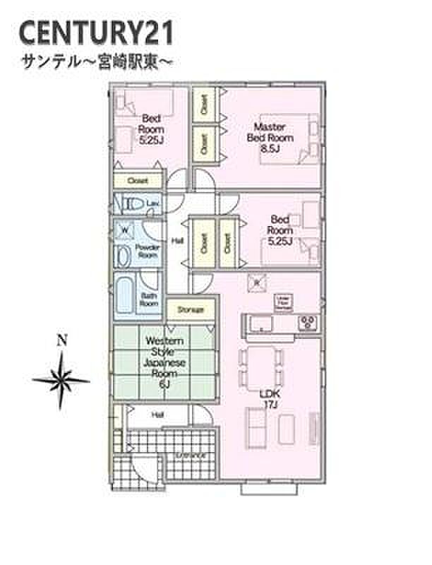 南向き、平家の4LDKの間取りです♪広々としたリビング横には和室が併設しております♪また、すべてのお部屋に収納スペースがあるので収納力もバッチリです!!