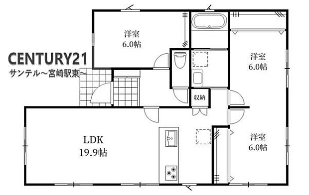 2LDKの使いやすい間取りで、カップルや小さなお子様のいるご家庭にも最適。LDK中心の動線が快適な暮らしをサポートします。