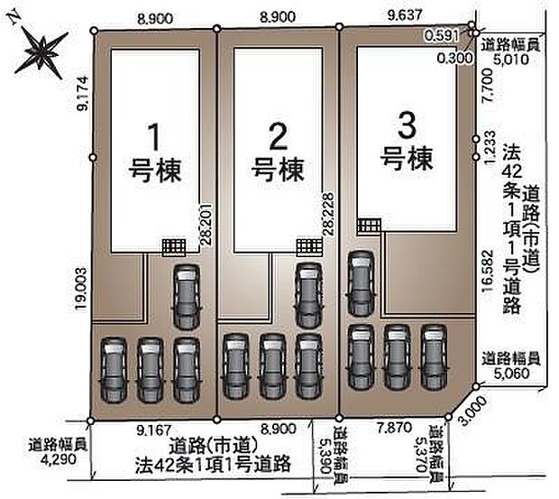 全体区画図駐車場4台確保可能です。