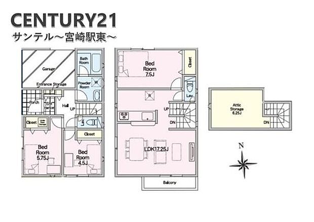 生活の中心となるLDKを二階に配置。通行人の視線を避け、落ち着いてくつろげるプライベート空間を実現
