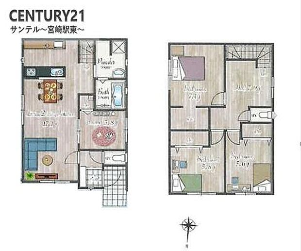 4LDKで余裕のある間取りです♪明るく広々としたリビングで、各居室には収納もあり、とても使いやすい間取りです♪
