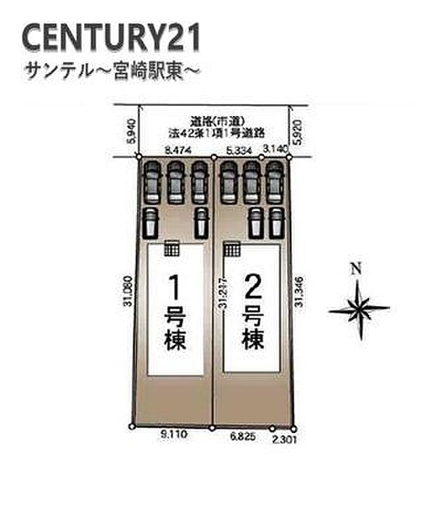 本物件は1号棟です♪南庭付きとなっております!お車は4台駐車可能です。※車種によります。