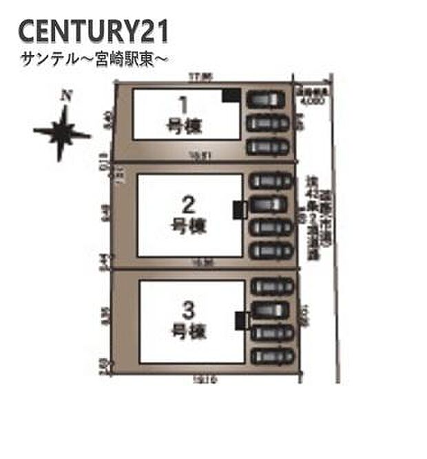 本物件は1号棟です♪お車は3台駐車可能です。(※車種によります。)