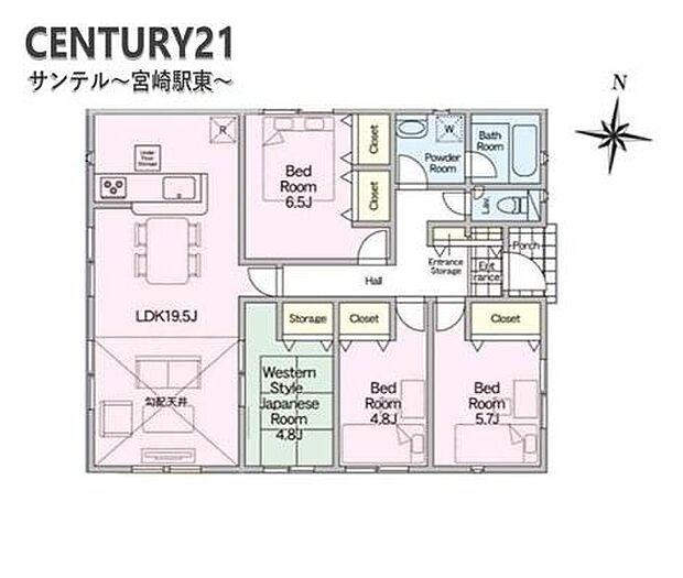 2号棟です♪4LDKの間取りです。各居室に収納スペースを完備しておりますので衣類もすっきり収納でき、家族全員が快適に過ごせる間取りとなっております♪