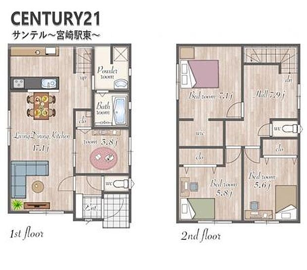 4LDKで余裕のある間取りです♪明るく広々としたリビングで、各居室には収納もあり、とても使いやすい間取りです♪