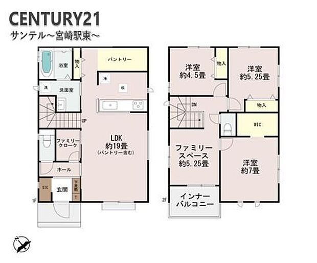 B号棟です♪2階建3LDK+Fのゆとりある間取り。全居室二面採光で明るく、風通しの良い快適な住空間です。