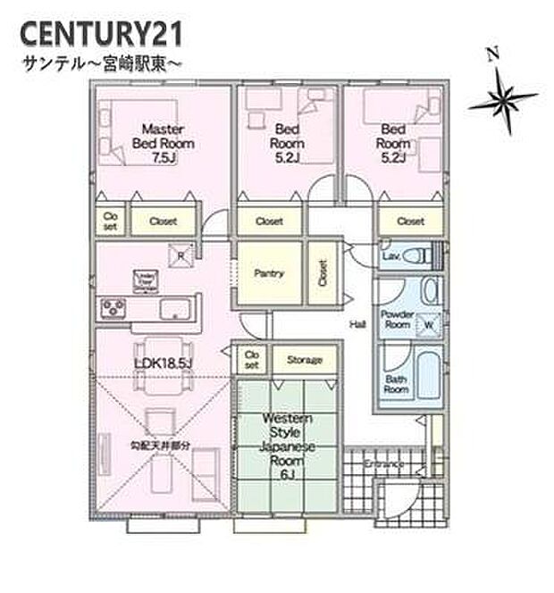 1号棟です!4SLDKで余裕のある間取りです♪各居室に収納スペースがあり、ファミリーにも使いやすい間取りとなっております♪