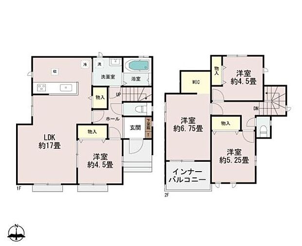 A号棟です!4LDKで余裕のある間取りです♪各居室に収納スペースがあり、ファミリーにも使いやすい間取りとなっております♪