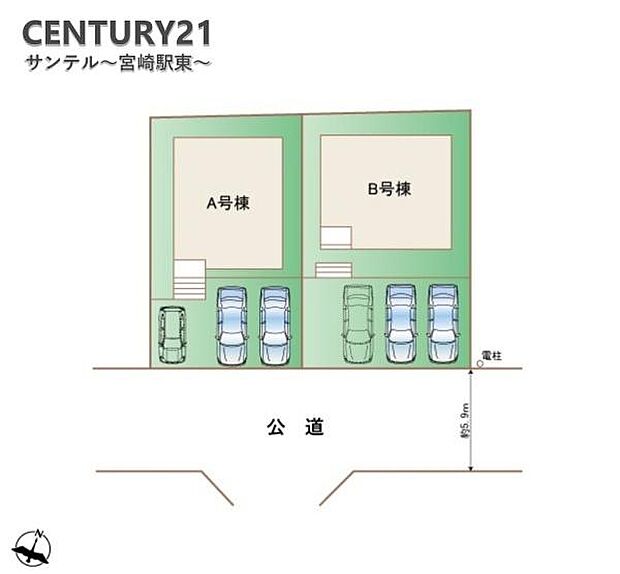 本物件はA号棟です♪駐車場は3台駐車可能です♪(車種によります)