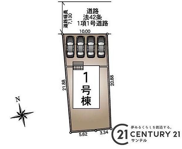 本物件は1号棟です♪駐車場は4台駐車可能です♪(車種によります)