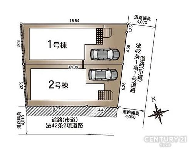 本物件は2号棟です。お車は1台駐車可能です。※車種によります。