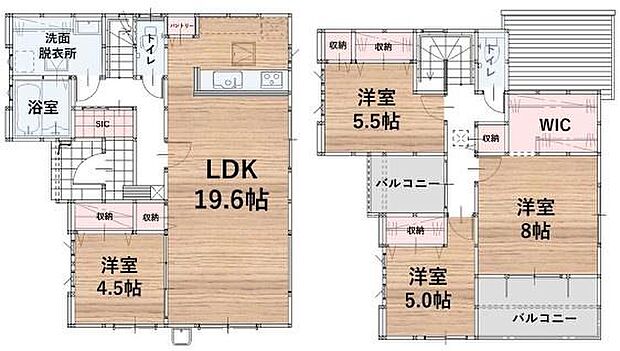 4LDKの間取りです。全居室収納完備です。