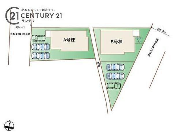 本物件はA号棟です。お車は3台駐車可能です。※車種によります。