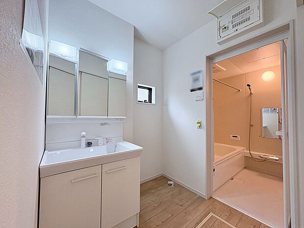 使いやすいタイプの洗面化粧台のあるランドリースペース