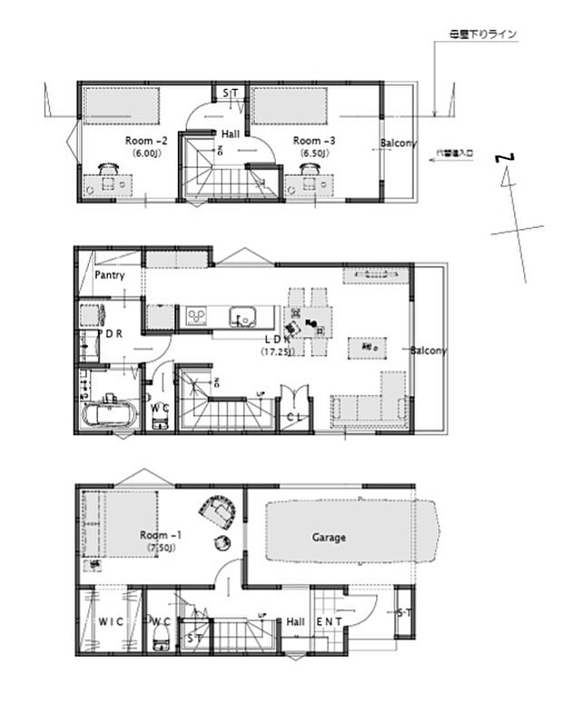 モデルプラン：建物価格　2.220万円、建物面積　95.21平米