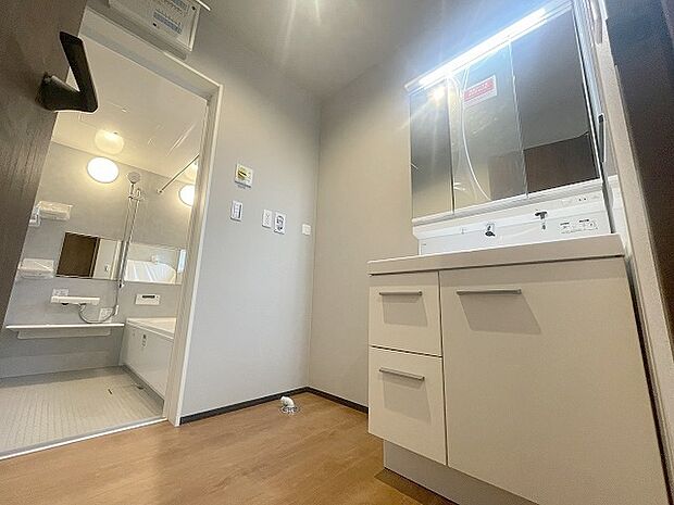 使いやすいタイプの洗面化粧台のあるランドリースペース