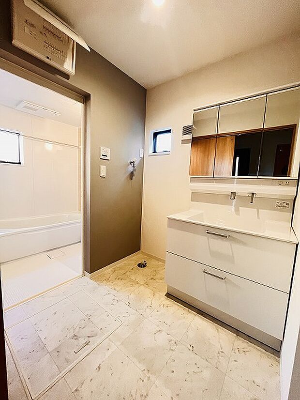 使いやすいタイプの洗面化粧台のあるランドリースペース