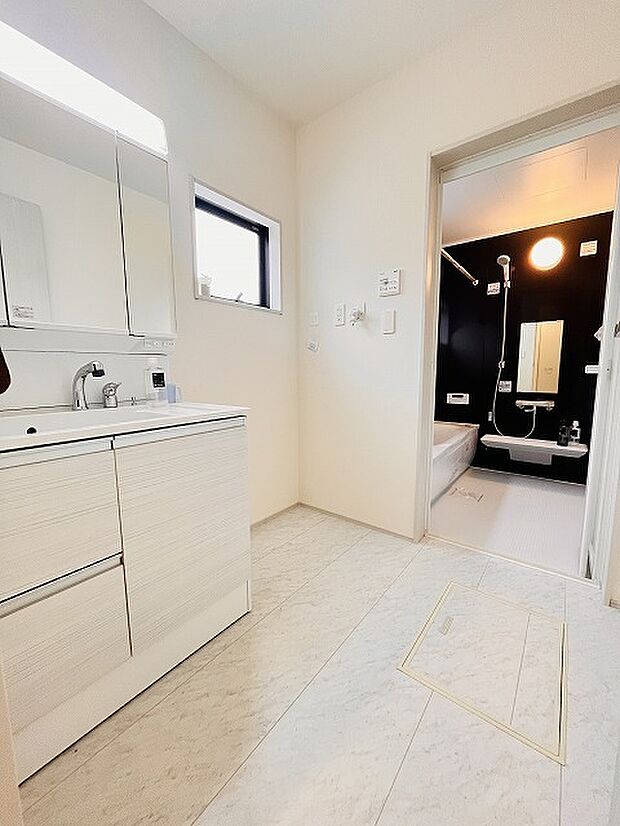 使いやすいタイプの洗面化粧台のあるランドリースペース