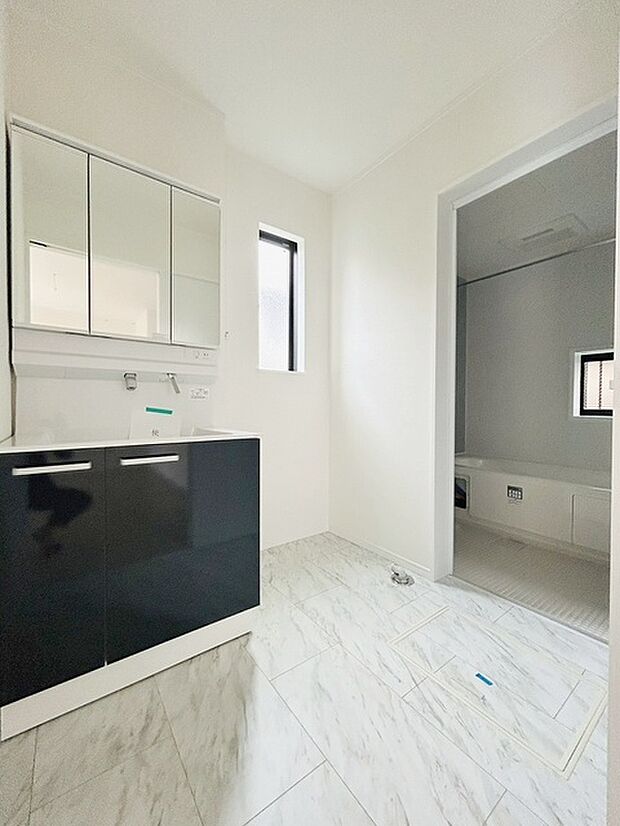 使いやすいタイプの洗面化粧台のあるランドリースペース 